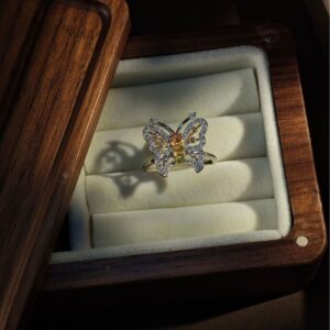Adjustable Tourmaline Butterfly Silver Ring