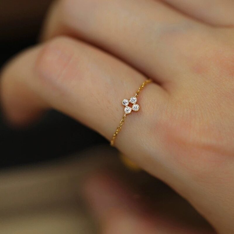 Japanese Minimalist Luxury Adjustable Clover Chain Ring