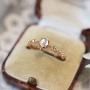 Natural Blue Moonstone Adjustable Ring｜Japanese-inspired Minimalist Luxury