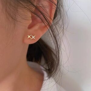 14K Gold – Plated Star Zircon Earrings in S925 Sterling Silver