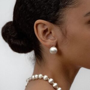 French Vintage Brushed Sphere Stud Earrings | Luxe Minimalist Design