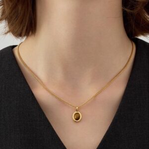 Must – have Tiger – Eye Stone Maillard – style Stackable Necklaces for Autumn and Winter | Light – luxury and Versatile Sweater Chains