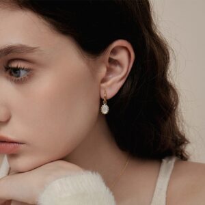 French Luxury White Mother – of – Pearl Earrings Moonlight of Southern France