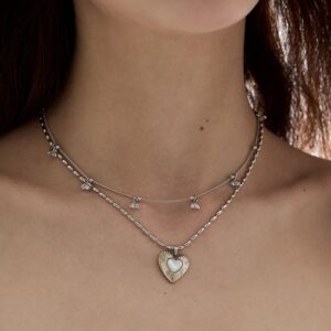 Maillard Double – Layer Mother – of – Pearl Heart Necklace