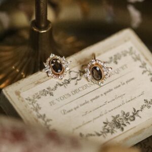 Japanese Retro Citrine Gold – Plated Luxury Earrings