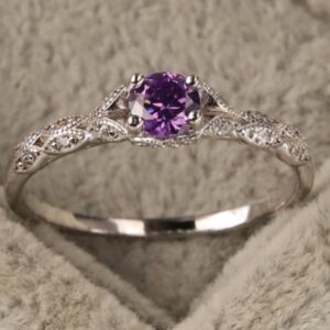 Luxury Amethyst Zircon Ring for Ladies in Minimalist European Style