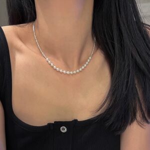 Swarovski Pearl Collarbone Chain | Luxe Silver Necklace