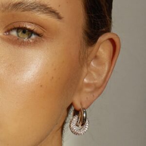 Luxury Minimalist Zircon Hoop Earrings | European Retro Micro – Pave Earrings