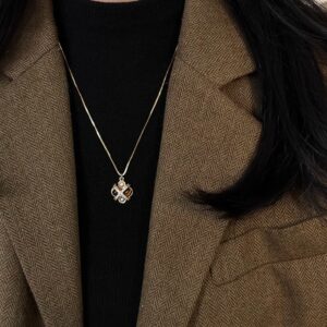 Vintage Tiger’s Eye Pearl Necklace | French Maillard Luxe Pendant Chain