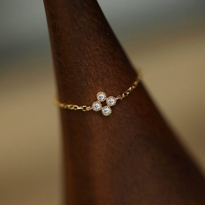 Japanese Minimalist Luxury Adjustable Clover Chain Ring - Image 4