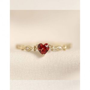 FRENCH DESIGNER LOVE – SHAPED RED ZIRCON RING | ADJUSTABLE LUXURY RING