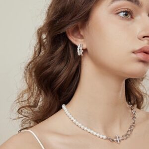 Glowing Pearl & Zircon Earrings: Luxury Minimalist Designer Jewelry