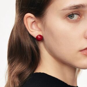 2025 Winter Red Pearl Earrings | Luxe Vintage Silver Jewelry