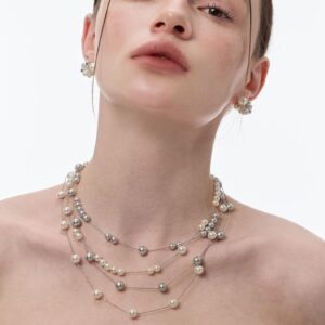 New Chinese Style Grey Pearl Layered Necklace | Luxury Collarbone Chain