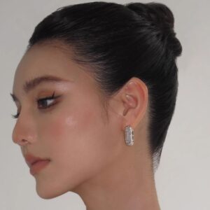 French Elegant Square Earrings with Luxe Hollow Hoop Design