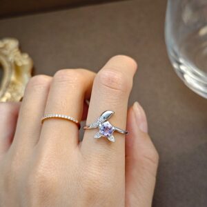 Amethyst Fox Ring | 925 Sterling Silver Inlay, Luxurious & Unique Design