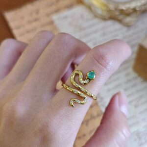 2025 Viral Snake Emerald Silver Ring
