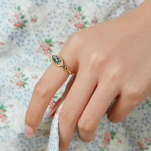 Japanese Retro Gold – Plated Topaz Open Ring