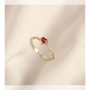 FRENCH DESIGNER LOVE – SHAPED RED ZIRCON RING | ADJUSTABLE LUXURY RING