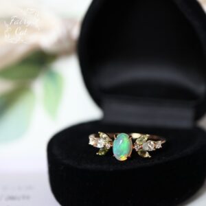 Japanese Natural Opal Peridot Luxury Ring