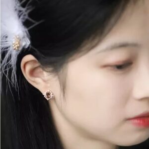 Japanese Retro Citrine Gold – Plated Luxury Earrings