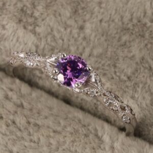 Luxury Amethyst Zircon Ring for Ladies in Minimalist European Style