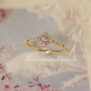 agete Japanese 14K Gold – Plated Snowflake Ring for Christmas