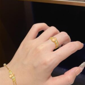 Retro Chinese – style Pink Crystal Lace Enamel Ring | Light – Luxury Jewelry
