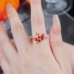 Red Maple Adjustable Ring｜INS Luxury Women’s Fashion