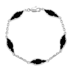 Mother – of – Pearl & Black Agate Layered Bracelet | Luxury Minimalist Design for Women
