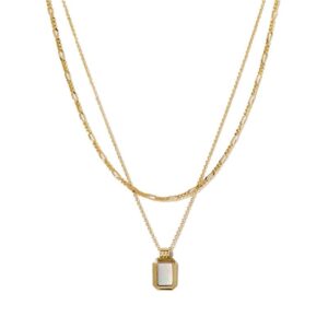 Retro Black Onyx & Mother – of – Pearl Layered Collarbone Necklace