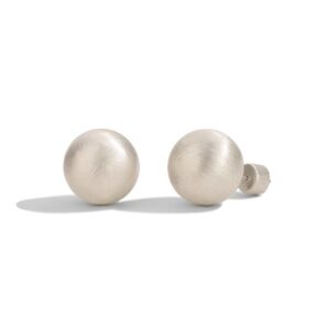 French Vintage Brushed Sphere Stud Earrings | Luxe Minimalist Design