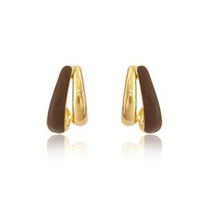 French Retro Enamel Drip Earrings | Luxe Madder Tone Jewelry