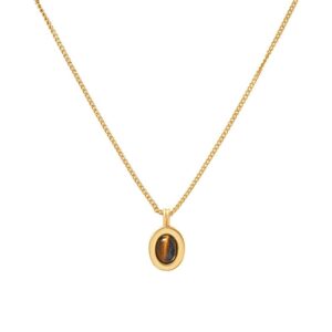 Must – have Tiger – Eye Stone Maillard – style Stackable Necklaces for Autumn and Winter | Light – luxury and Versatile Sweater Chains