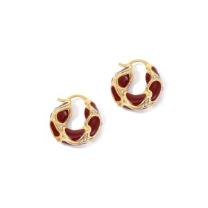 Dripping Crimson Enamel Drop Earrings