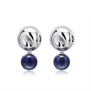 Vintage Lapis Lazuli Silver Bead Earrings