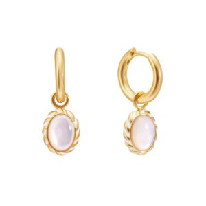 French Luxury White Mother – of – Pearl Earrings Moonlight of Southern France