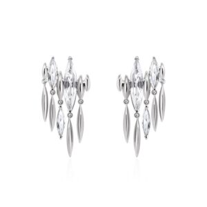Marquise Zircon Fringe Earrings | Luxury Asymmetric Design
