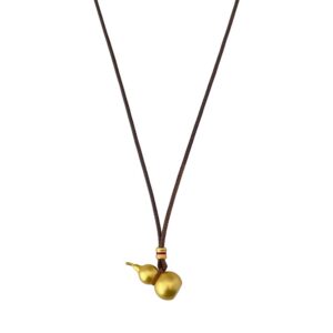 New Chinese Style Sand Gold Gourd Necklace with Heart – Shaped Pendant for Luxury Layering