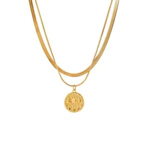 European and American retro Evil – Eye Pendant with Stacked Snake – Bone Chains | Light – Luxury Layered Collarbone Chains
