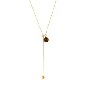Autumn – Winter Long Tiger Eye Stone Necklace with Adjustable Slider Design