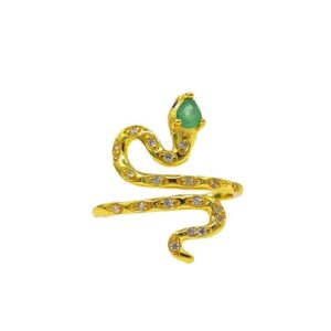 2025 Viral Snake Emerald Silver Ring