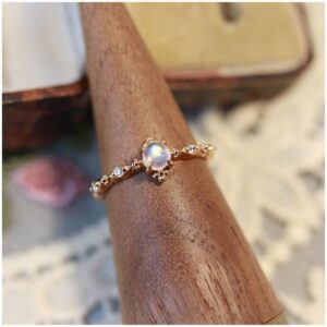 Natural Blue Moonstone Adjustable Ring｜Japanese-inspired Minimalist Luxury