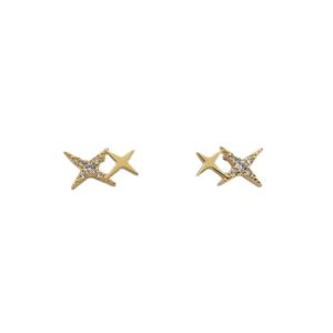 14K Gold – Plated Star Zircon Earrings in S925 Sterling Silver