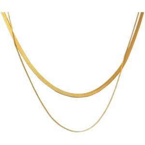 Double – layer Snake Chain Collarbone Necklace – Minimalist Luxury for Trendy Styles