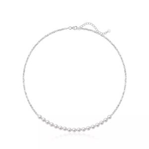 Swarovski Pearl Collarbone Chain | Luxe Silver Necklace