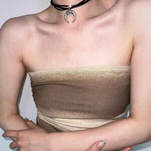 Moon Pendant Layered Suede Choker Necklace – Edgy Retro Style