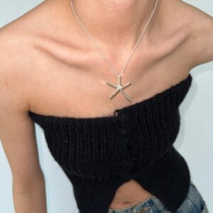 Silver Starfish Pendant Necklace – Korean Minimalist Style